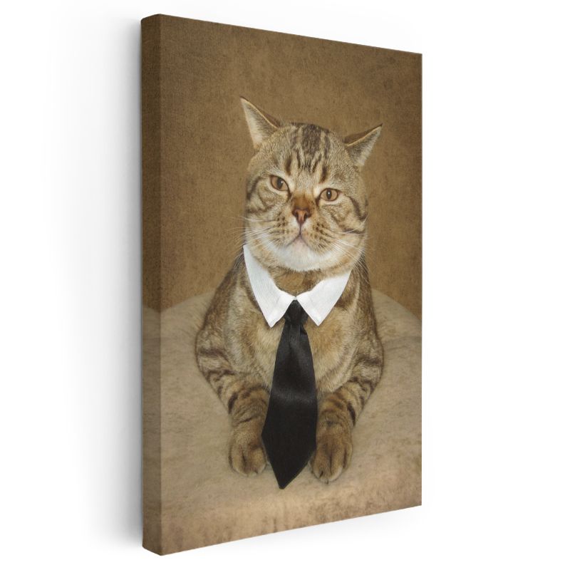 Takım Elbiseli Kedi - Şık Görünümlü Evcil Dostumuz Kanvas Tablo