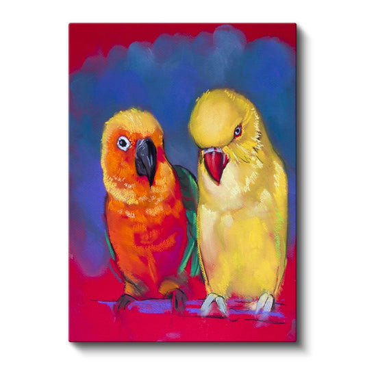 İkili Papağanlar - Renkli Dostluk Tablosu Kanvas Tablo