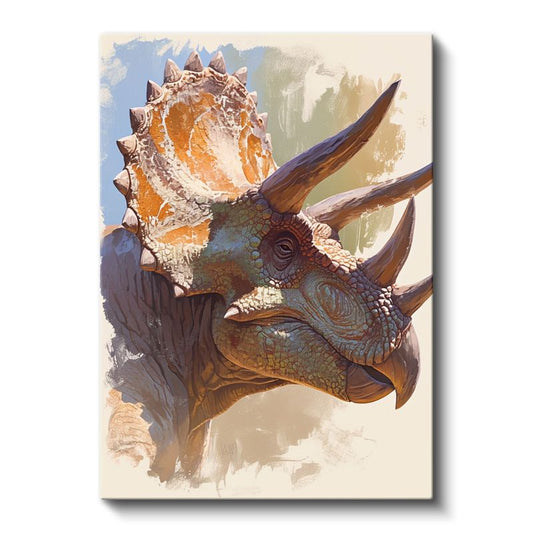 Triceratops Portresi - Prehistorik Dönemin Heybetli Boynuzlu Dinozoru Kanvas Tablo