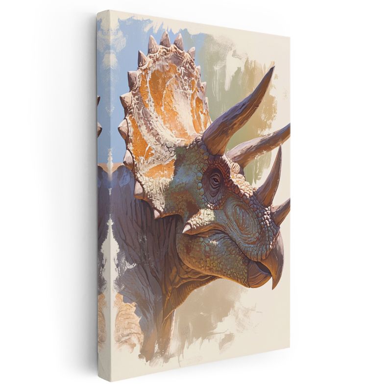 Triceratops Portresi - Prehistorik Dönemin Heybetli Boynuzlu Dinozoru Kanvas Tablo