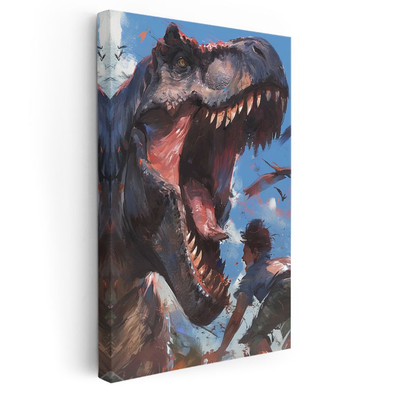 T-Rex Kükreyişi - Tarih Öncesi Çağın Yırtıcı Avcısı Kanvas Tablo