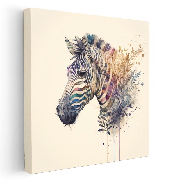 Sulu Boya Zebra - Doğanın Çizgili Sanat Eseri Kanvas Tablo