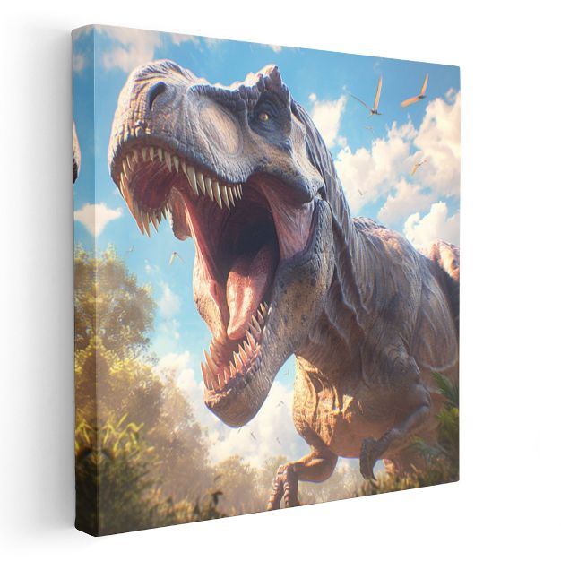 Kükreyen T-Rex - Tarih Öncesi Çağın Güçlü Hükümdarı Kanvas Tablo