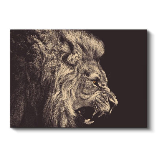 Öfkeli Aslan - Yakın Çekim Hırlayan Yırtıcı Portresi Kanvas Tablo