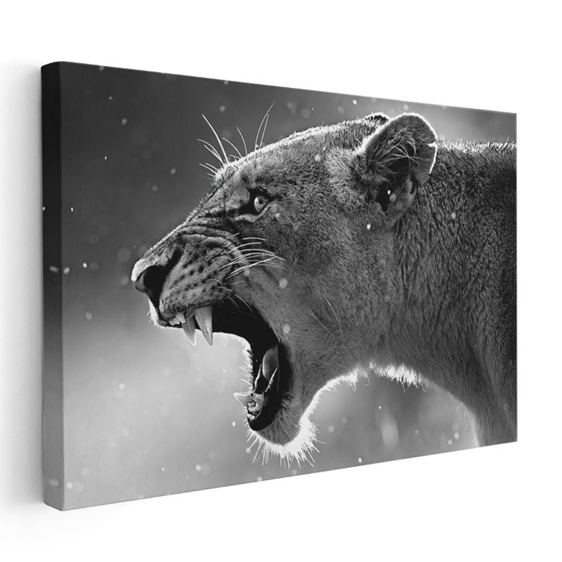 Kükreyen Aslan - Vahşi Doğanın Güçlü Sesi Kanvas Tablo