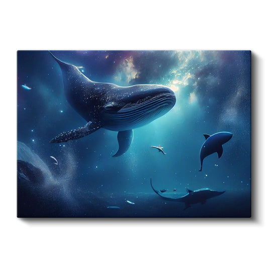 Okyanus Devi - Derin Sularda Yüzen Balina Kanvas Tablo