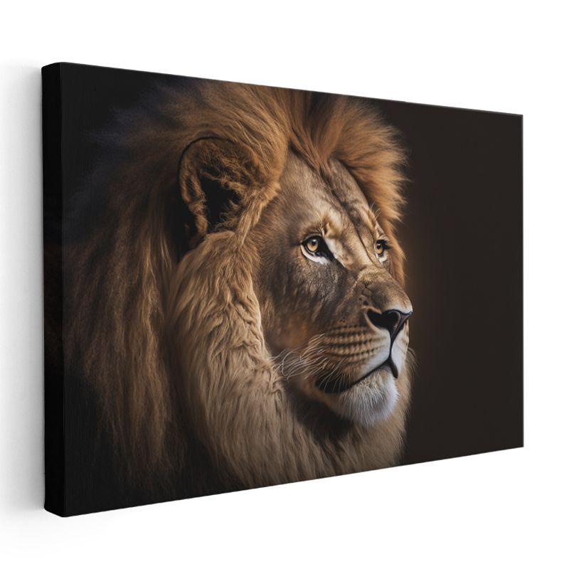 Asil Bakış - Detaylı Aslan Portresi Kanvas Tablo