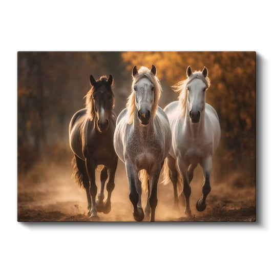 Koşan Atlar - Üç Güzelliğin Özgür Ruhu Kanvas Tablo