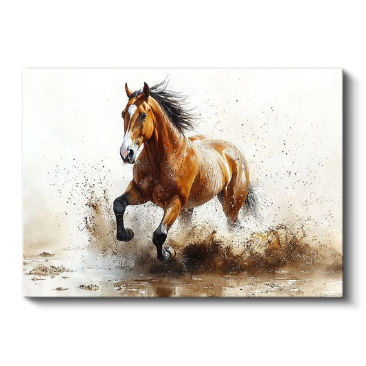 Koşan At - Toprakta Savrulan Nal Sesleri Kanvas Tablo