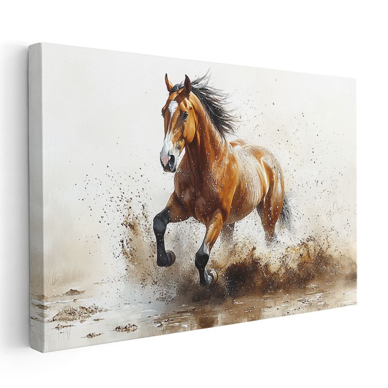 Koşan At - Toprakta Savrulan Nal Sesleri Kanvas Tablo