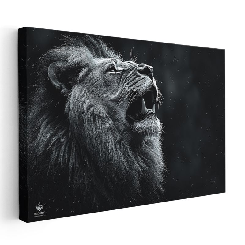 Kükreyen Aslan - Vahşi Doğanın Sesi Kanvas Tablo