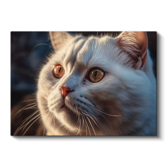 Kedi Gözleri - Beyaz Güzelliğin Derin Bakışı Kanvas Tablo