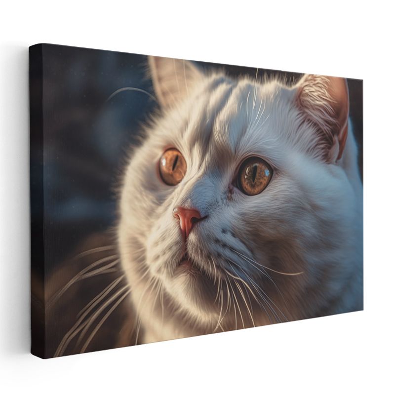Kedi Gözleri - Beyaz Güzelliğin Derin Bakışı Kanvas Tablo