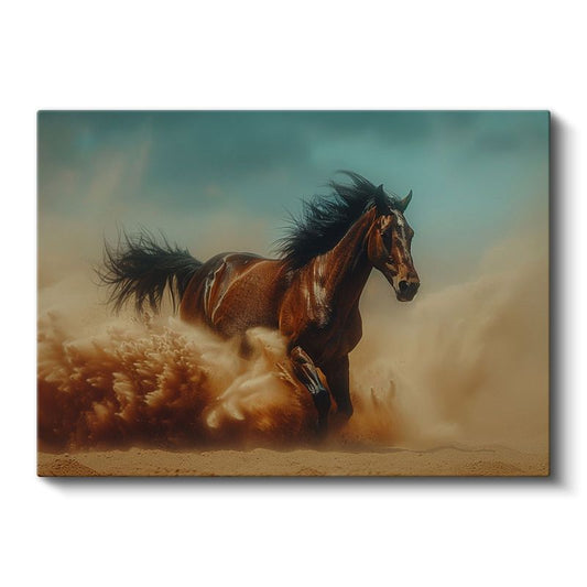 Kumda At - Tozlu Koşunun Dinamizmi Kanvas Tablo