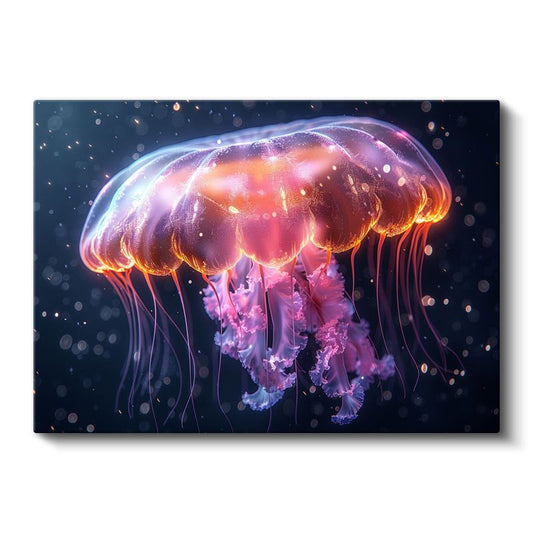 Işıklı Denizanası - Mor Pembe Derinliklerin Büyüsü Kanvas Tablo