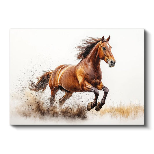 Kızıl Koşucu - Tozlu Arazide Özgür At Kanvas Tablo