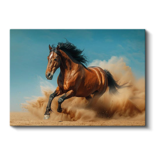 Çöl Atı - Kumda Güçlü Koşu Kanvas Tablo