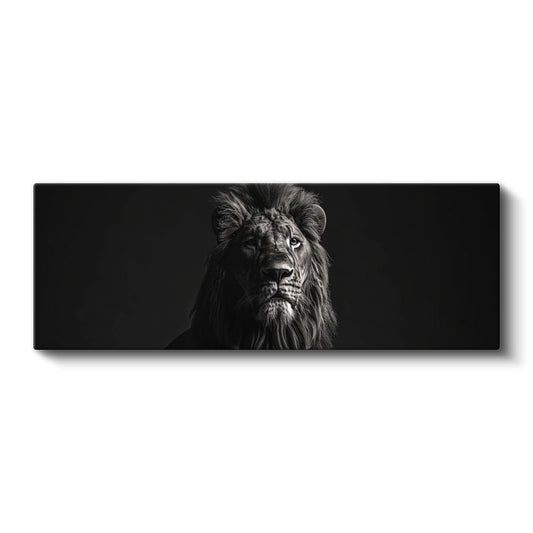 Karanlığın Kralı - Dramatik Siyah Beyaz Aslan Portresi Kanvas Tablo