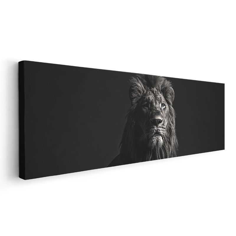 Karanlığın Kralı - Dramatik Siyah Beyaz Aslan Portresi Kanvas Tablo