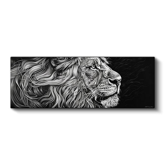 Asil Profil - Detaylı Çizim Aslan Portresi Kanvas Tablo