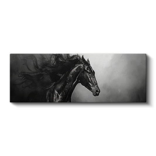 Karanlık Ruh - Siyah Beyaz At Profili Kanvas Tablo