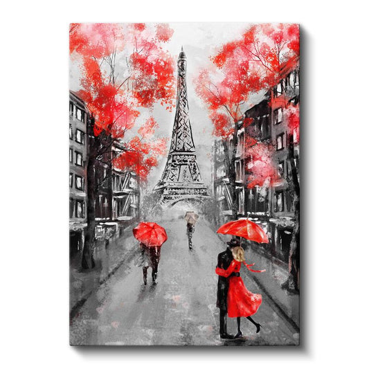 Paris Sokakları - Kırmızı Detaylar Kanvas Tablo