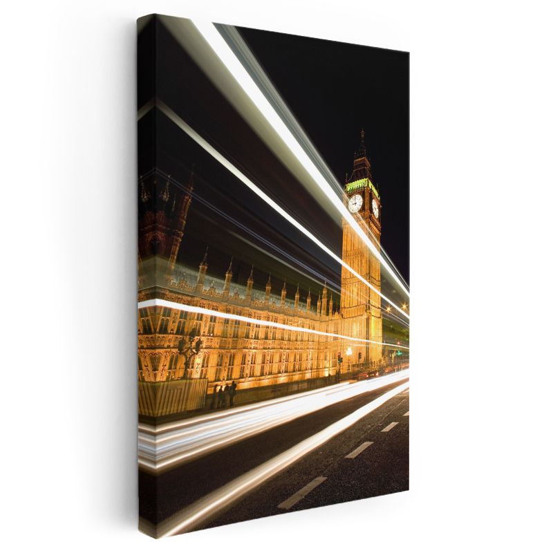 Big Ben - Gece Işık İzleri Kanvas Tablo
