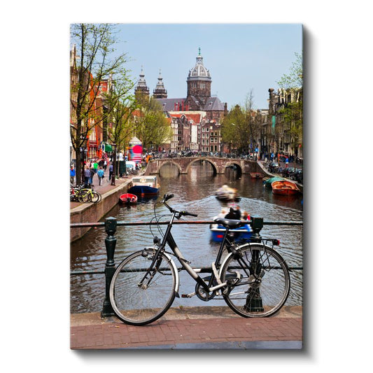 Amsterdam Kanalları - Bisiklet ve Köprüler Kanvas Tablo