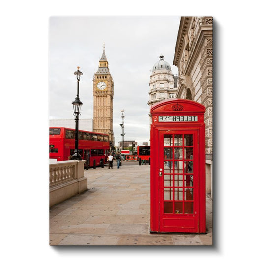 Londra Simgeleri - Kırmızı Telefon Kulübesi Kanvas Tablo