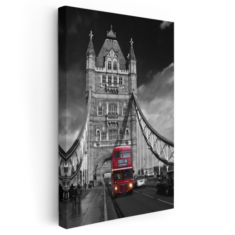 Tower Bridge - Kırmızı Otobüs Kanvas Tablo