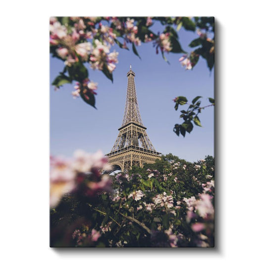 Eyfel Kulesi - Bahar Çiçekleri Arasında Kanvas Tablo