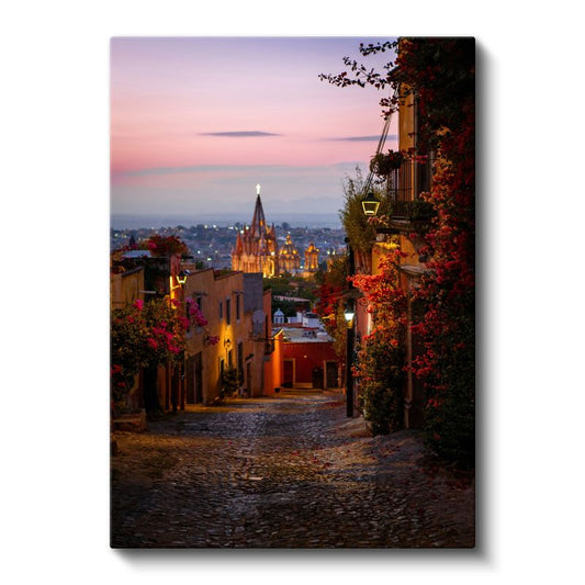 Kolonyal Sokak - Renkli Akşam Kanvas Tablo
