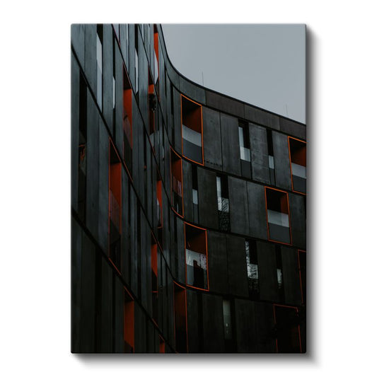 Modern Mimari - Turuncu Detaylı Şehir Silueti Kanvas Tablo