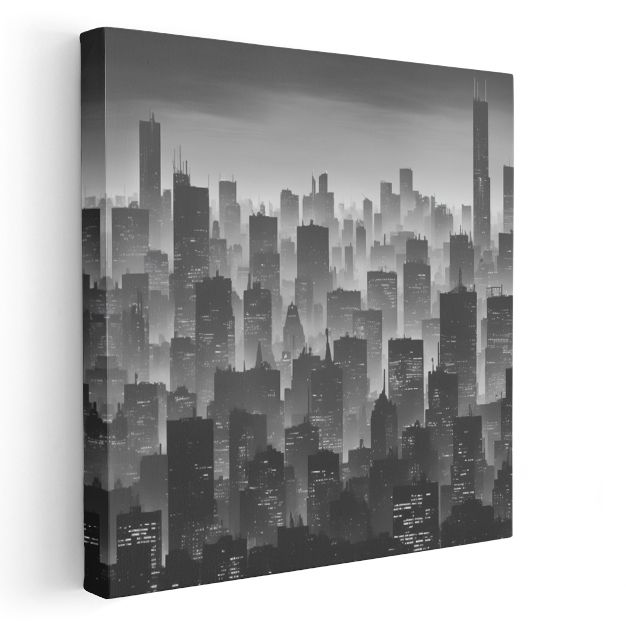 Metropol Silueti - Sisli Gökdelenler Manzarası Kanvas Tablo