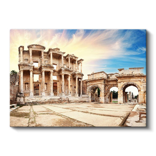 Celsus Kütüphanesi - Efes'in Antik Mimarisi Kanvas Tablo