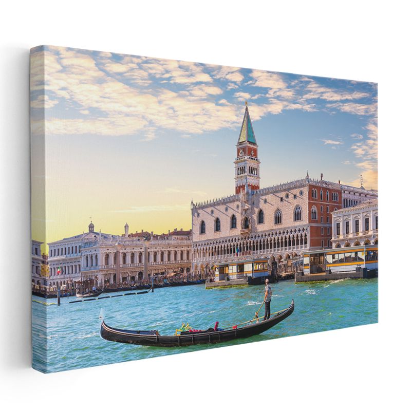 San Marco Meydanı - Venedik'te Gondol Gezintisi Kanvas Tablo