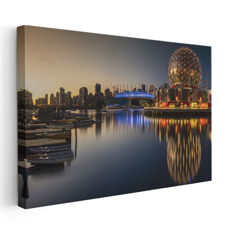 Vancouver Gece Panoraması - Işıltılı Şehir Silueti Kanvas Tablo