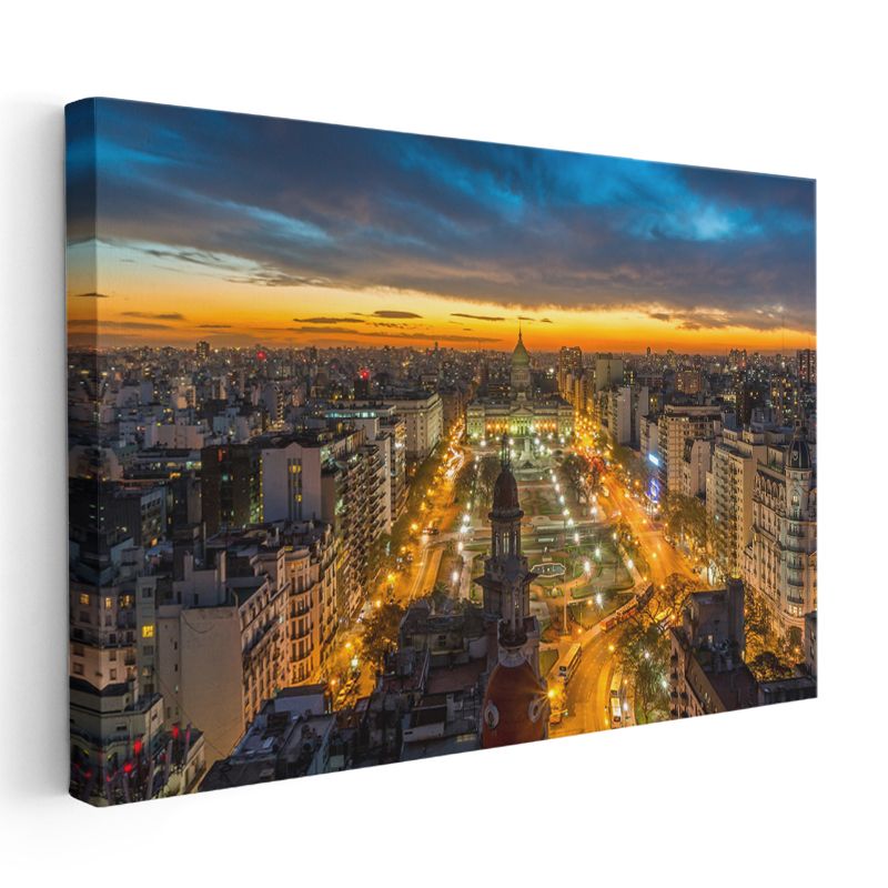 Buenos Aires Bulvarları - Tarihi Kongre Meydanı Kanvas Tablo