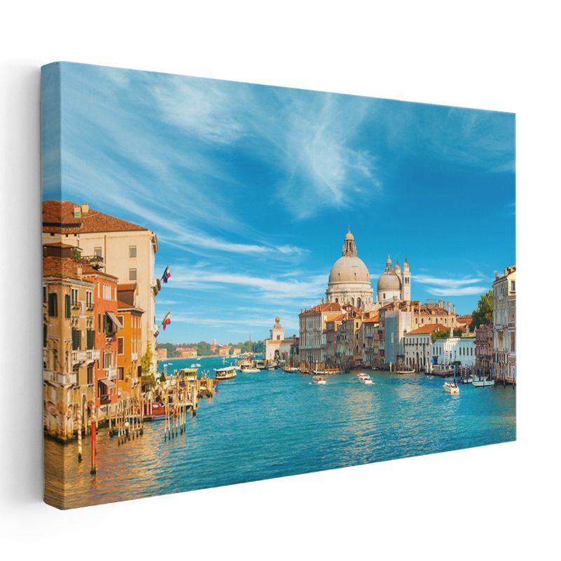 Venedik Kanalları - Tarihi Bazilika Manzarası Kanvas Tablo