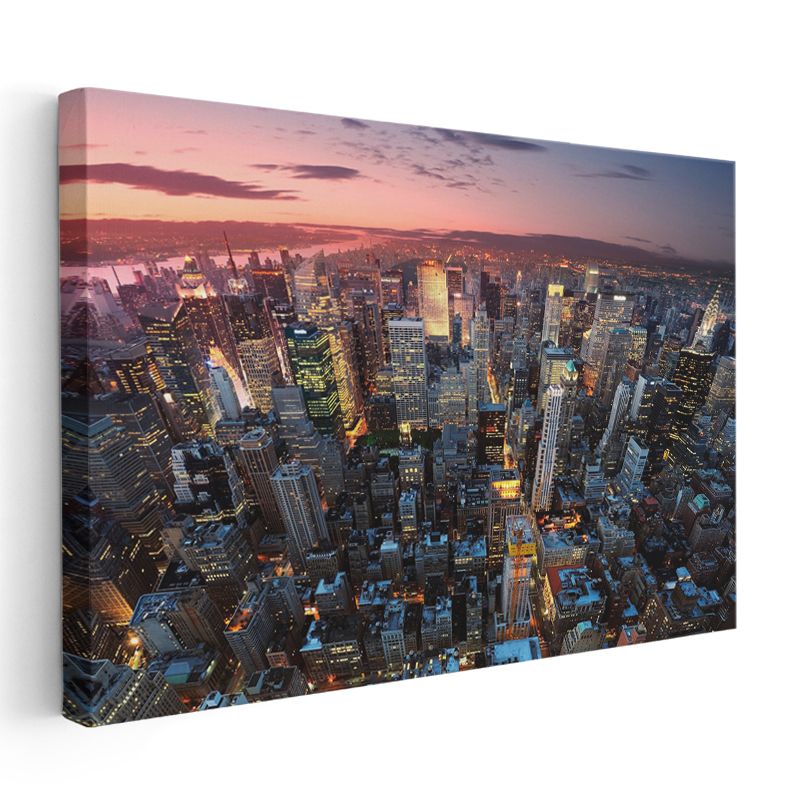 New York Manzarası - Gökdelenler ve Gün Batımı Kanvas Tablo