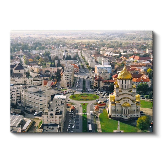 Altın Kubbeli Katedral - Havadan Şehir Panoraması Kanvas Tablo