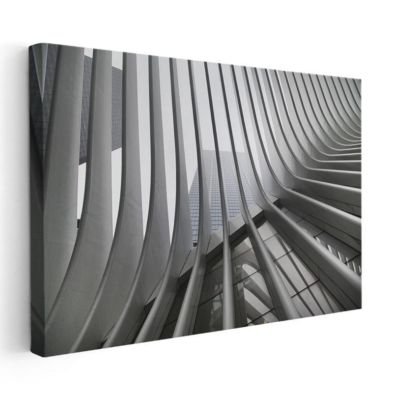 Modern Mimari Çizgiler - Beyaz Eğrisel Yapı Detayları Kanvas Tablo
