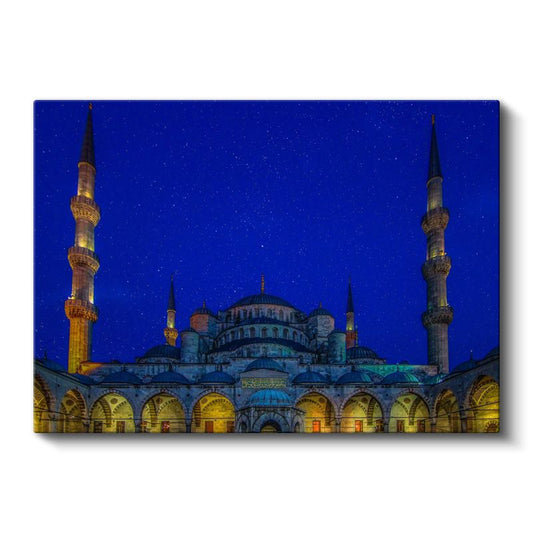 Mavi Işıklar Altında - Gece Sultanahmet Silüeti Kanvas Tablo
