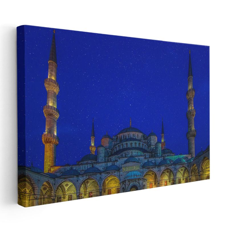 Mavi Işıklar Altında - Gece Sultanahmet Silüeti Kanvas Tablo