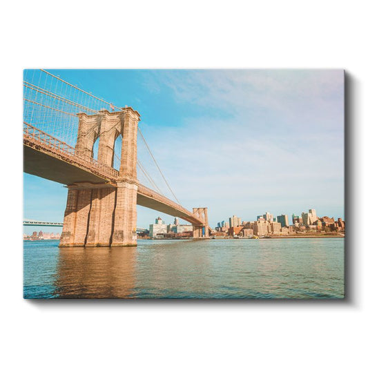 Brooklyn Köprüsü - Mavi Gökyüzü Altında İkonik Yapı Kanvas Tablo