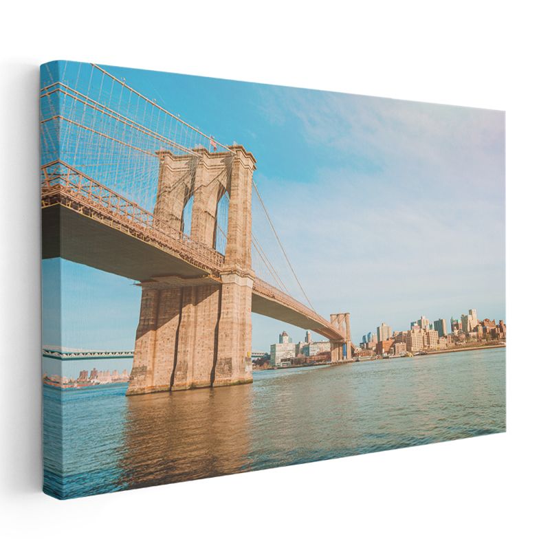 Brooklyn Köprüsü - Mavi Gökyüzü Altında İkonik Yapı Kanvas Tablo
