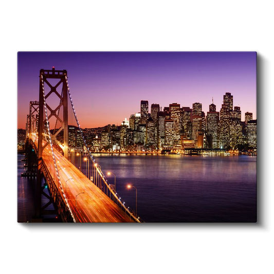 Bay Bridge - Mor Gökyüzü Altında San Francisco Kanvas Tablo