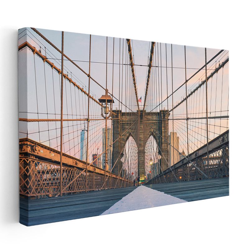 Brooklyn Köprüsü - Merkez Perspektif Kanvas Tablo