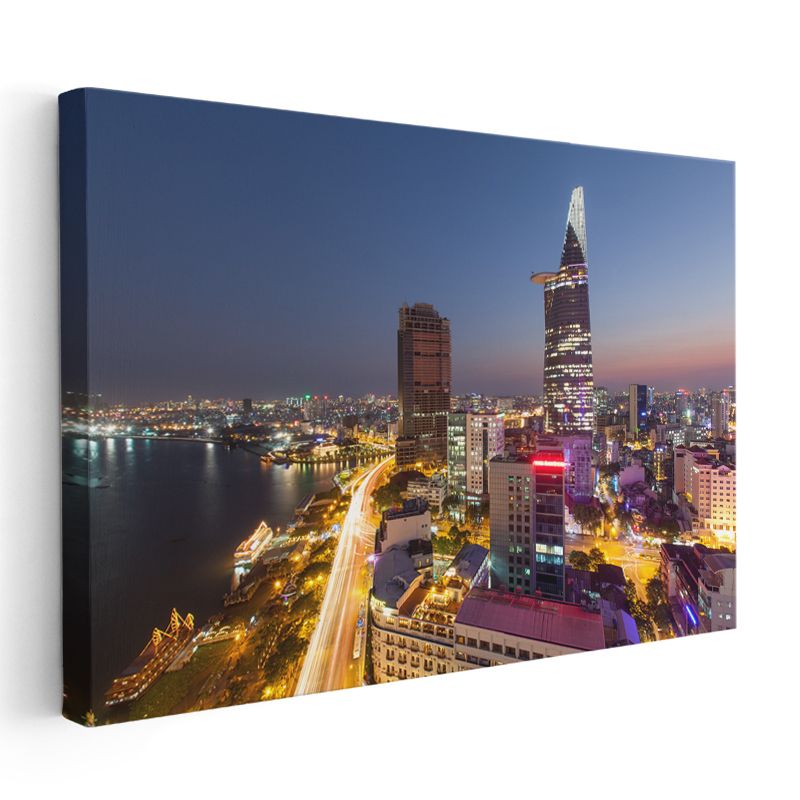 Ho Chi Minh City - Gece Işıltısı Kanvas Tablo