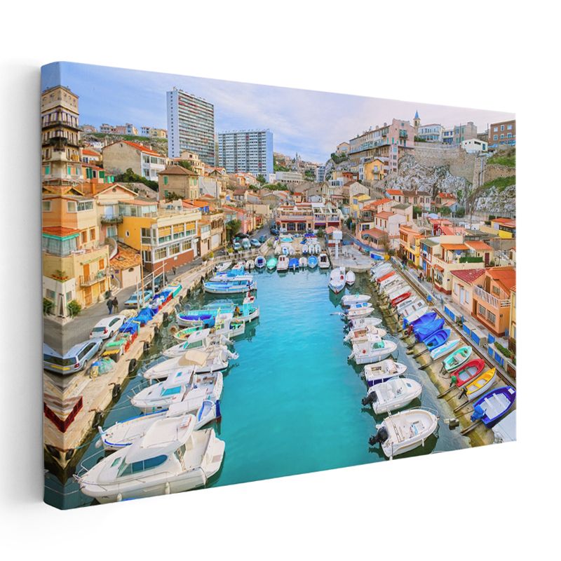 Marsilya Limanı - Renkli Tekneler Kanvas Tablo